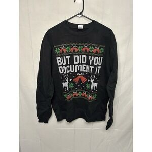 Port & Company Ugly Christmas Sweatshirt But Did You Document It Reindeer Size L